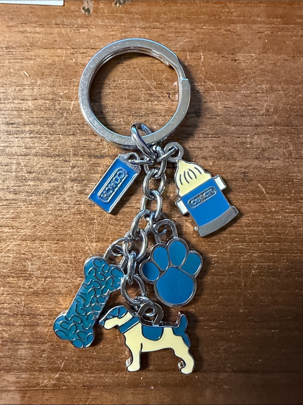 Women’s Coach Blue & Silver Dog Charm Keychain
4” long